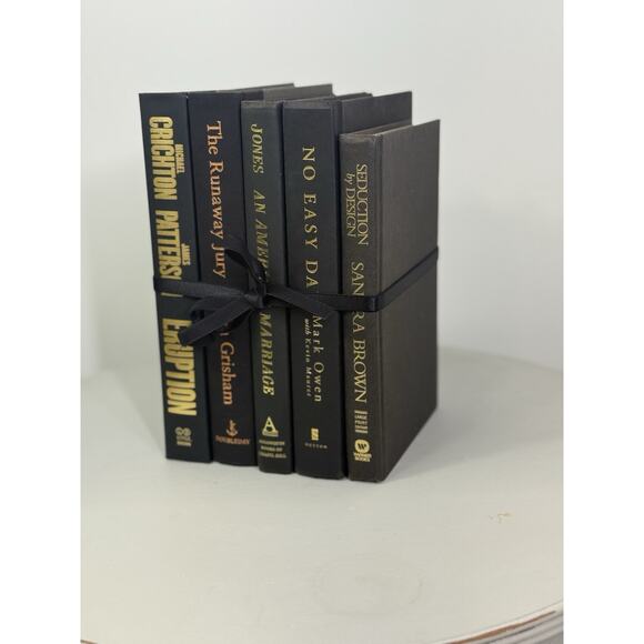 Vintage Black Gold Hardcover Book collection Set Shelf Decor Staging Display - Picture 1 of 4